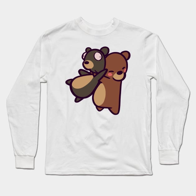 Brown Bear Hug Long Sleeve T-Shirt by ThumboArtBumbo